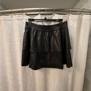 Alice + Olivia Black Leather Mini Skirt